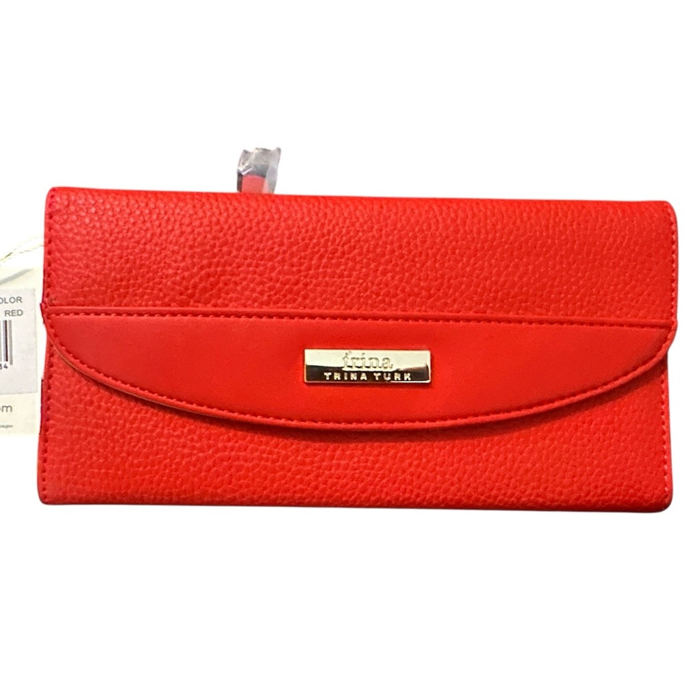 Trina Turk Red Pebbled Leather Wallet